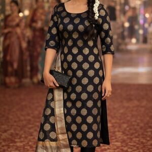 Black Jacquard Party Wear Suit Set Size 44